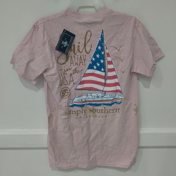 SOILED Simply Southern Women's Short Sleeve T-Shirt Pink Size S $20 HH459 - Picture 3 of 3